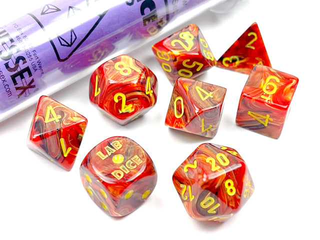 Lab Dice: Vortex Underworld / Yellow Polyhedral 8-Dice Set