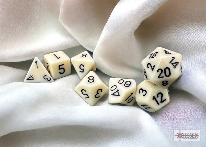 Opaque Ivory/black Polyhedral 7-Dice Set