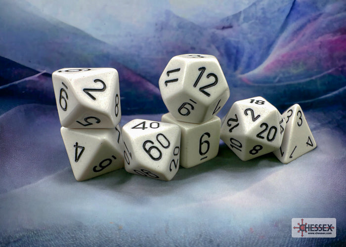 Opaque White/black Polyhedral 7-Dice Set