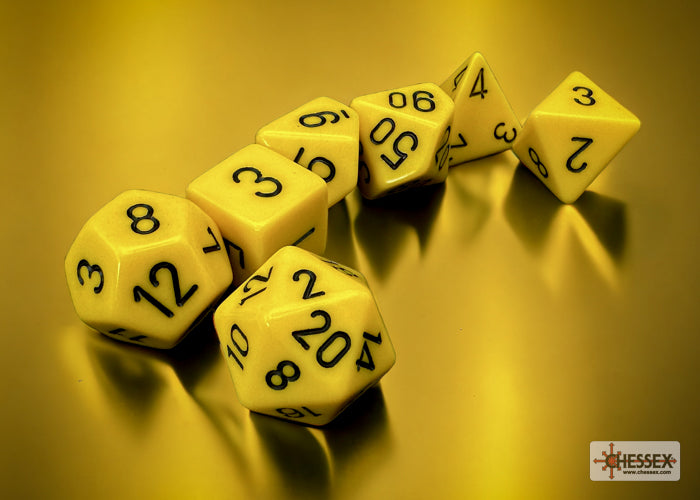 Opaque Yellow/black Polyhedral 7-Dice Set