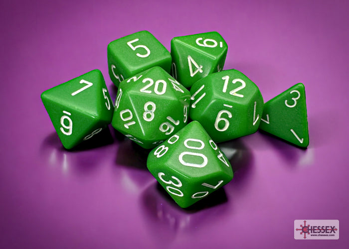 Polyhedral Dice Set: Opaque: 7Pc Green/White