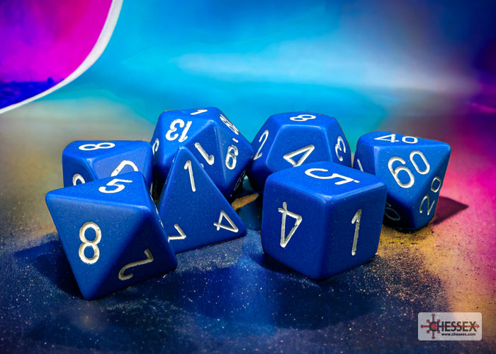 Opaque Blue/white Polyhedral 7-Dice Set