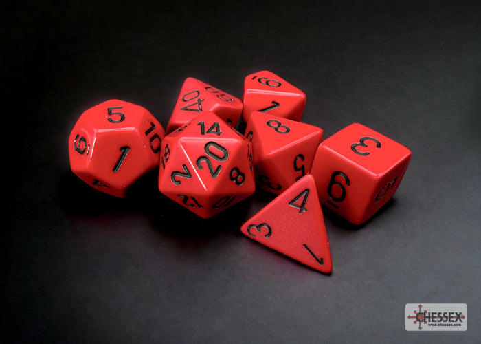 Opaque Red/black Polyhedral 7-Dice Set