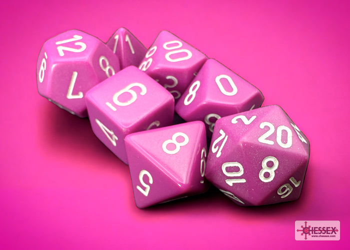 Opaque Light Purple/white Polyhedral 7-Dice Set