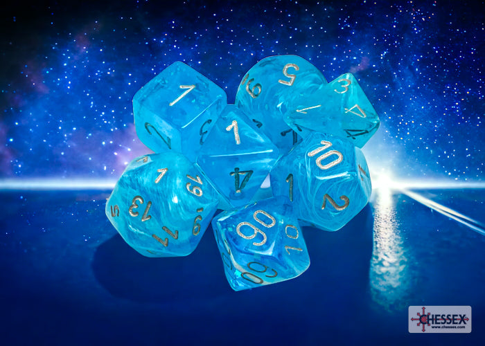 Luminary Sky/silver Polyhedral 7-Dice Set