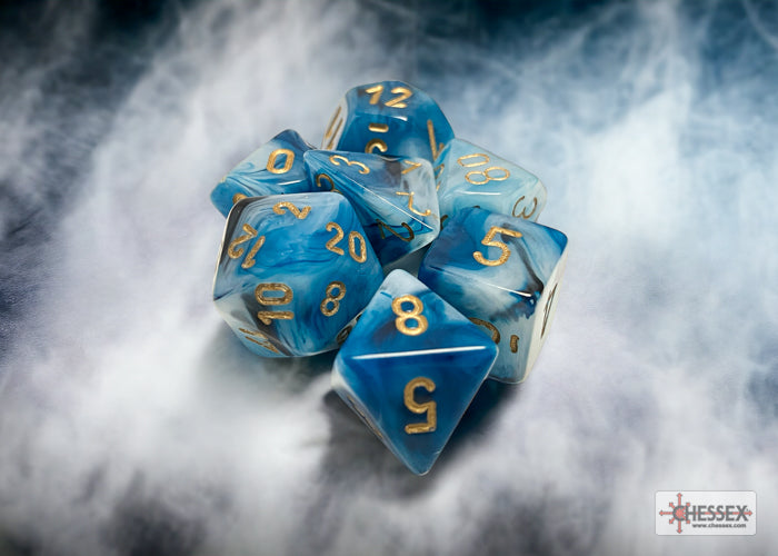 Phantom Teal/gold Polyhedral 7-Dice Set