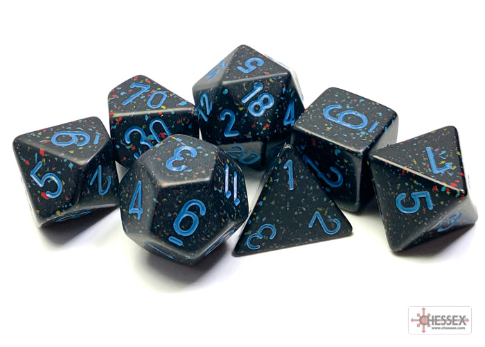 Speckled Polyhedral Blue Stars 7-Die set