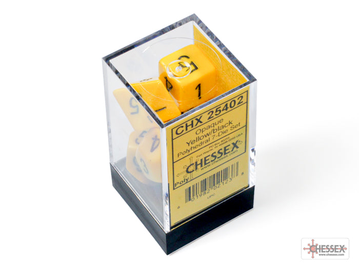 Opaque Yellow/black Polyhedral 7-Dice Set