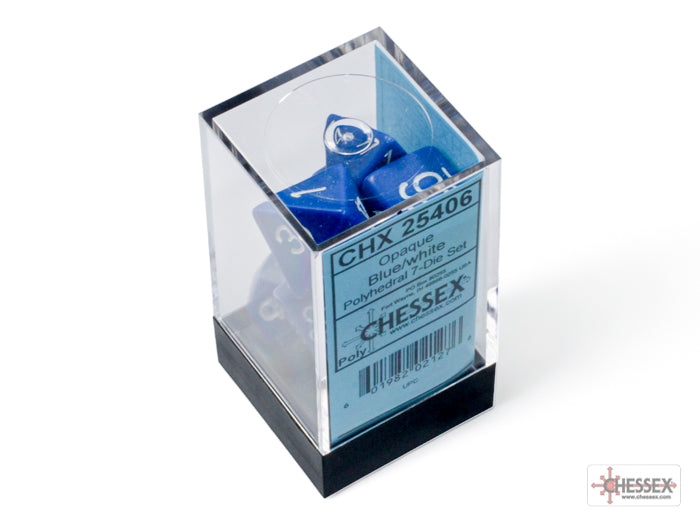 Opaque Blue/white Polyhedral 7-Dice Set