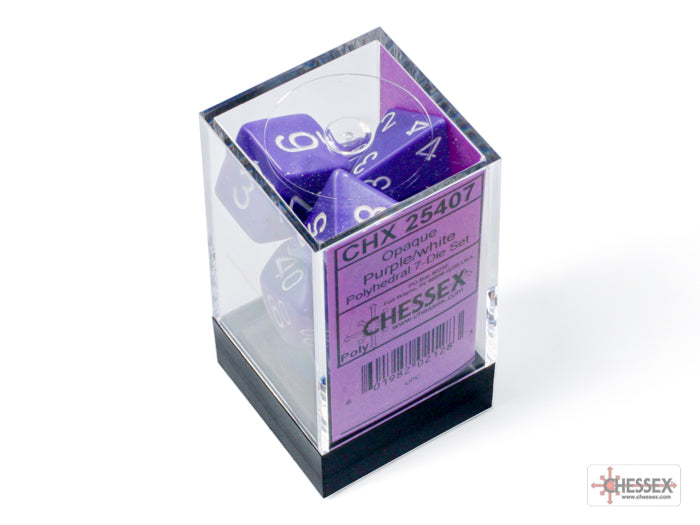 Opaque Purple/white Polyhedral 7-Dice Set