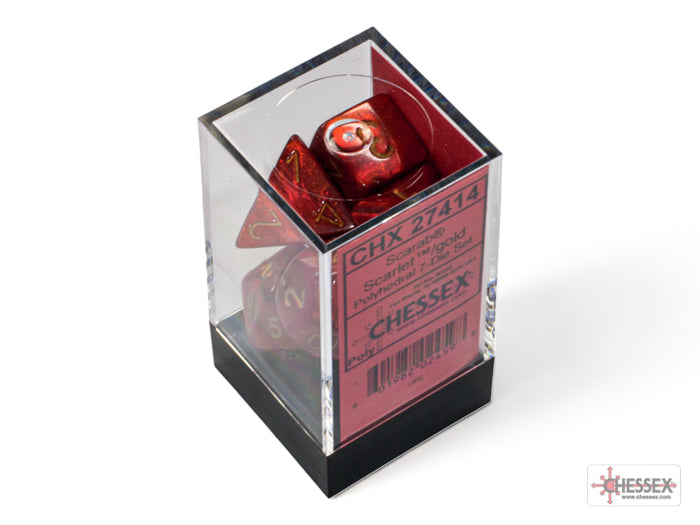 Scarab Scarlet/gold Polyhedral 7-Dice Set