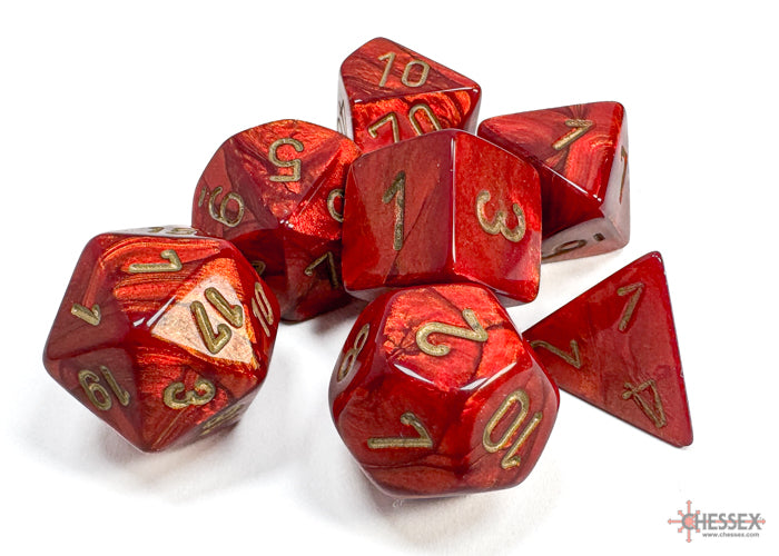 Scarab Scarlet/gold Polyhedral 7-Dice Set