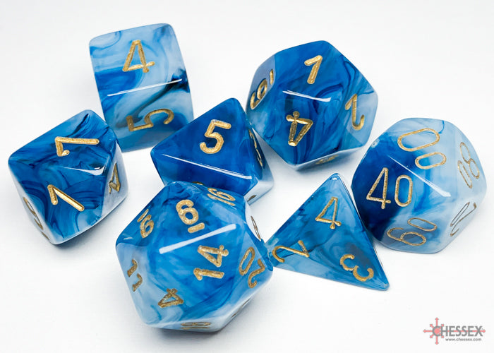 Phantom Teal/gold Polyhedral 7-Dice Set