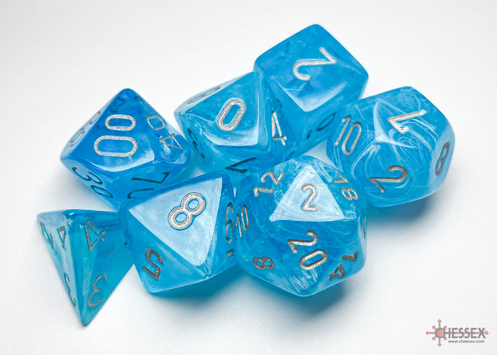 Luminary Sky/silver Polyhedral 7-Dice Set