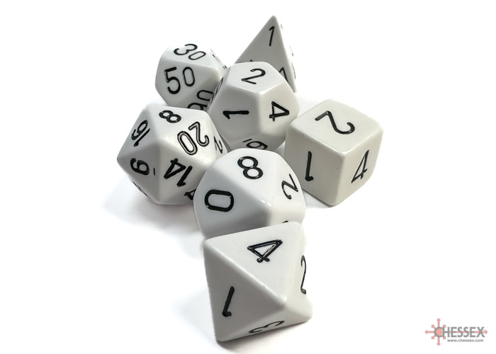 Opaque White/black Polyhedral 7-Dice Set