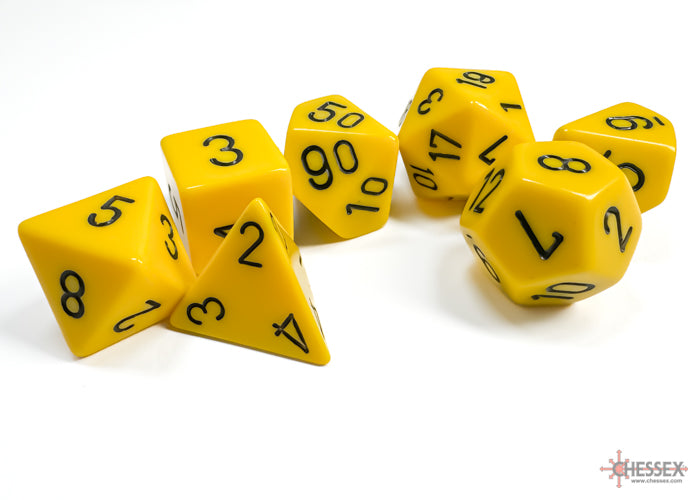 Opaque Yellow/black Polyhedral 7-Dice Set