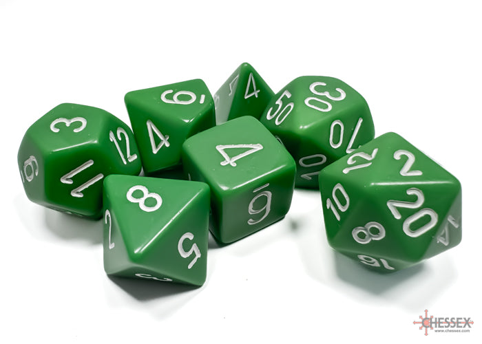 Polyhedral Dice Set: Opaque: 7Pc Green/White