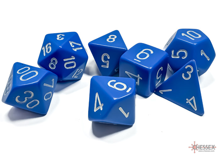 Opaque Blue/white Polyhedral 7-Dice Set