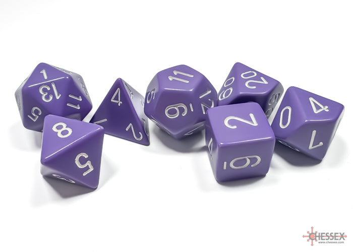 Opaque Purple/white Polyhedral 7-Dice Set