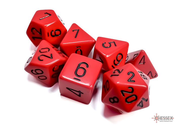 Opaque Red/black Polyhedral 7-Dice Set