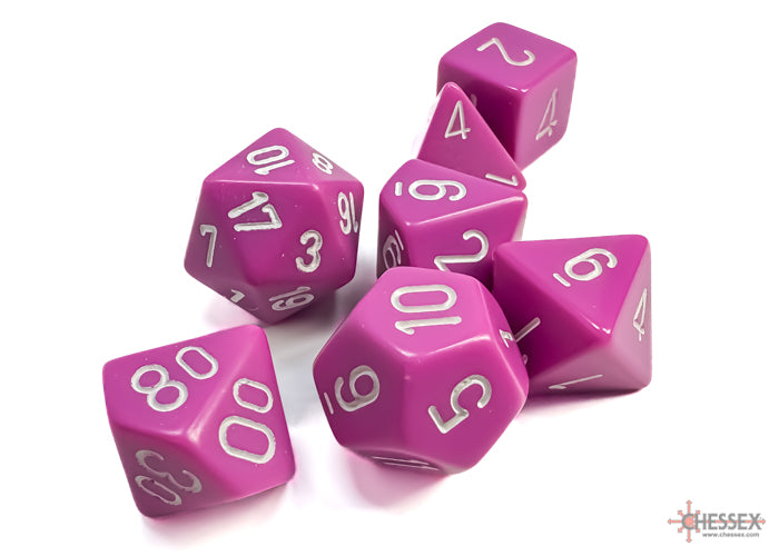 Opaque Light Purple/white Polyhedral 7-Dice Set