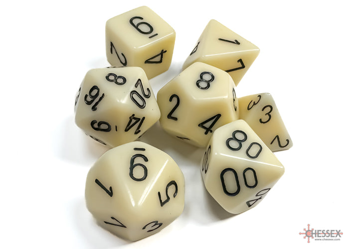 Opaque Ivory/black Polyhedral 7-Dice Set