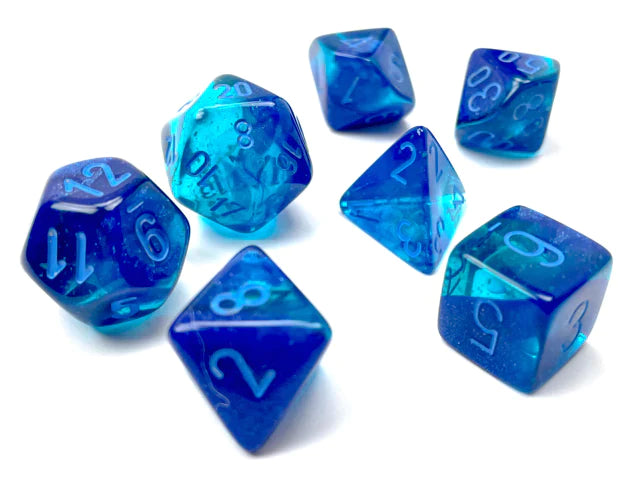 Gemini Dice -Chessex (Blue-Blue/Light Blue) (Polyhedral 7 Dice Set)