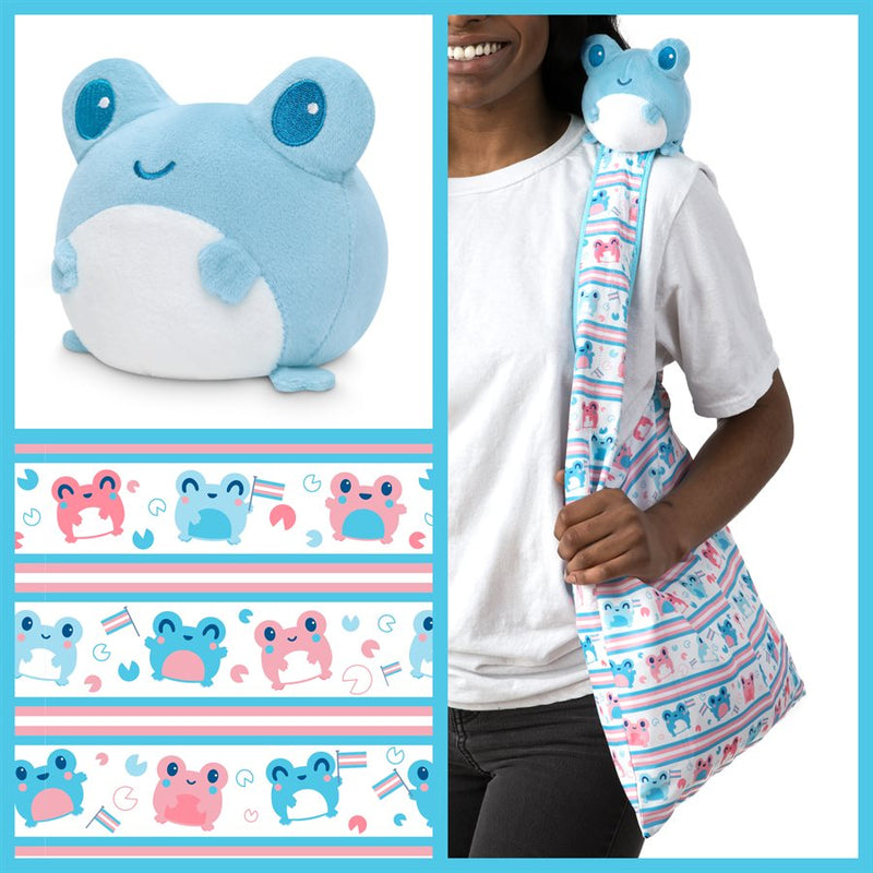 Tote Bag with Plushie: (Pink + Blue Frog)