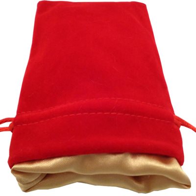 Dice Bag: Small Velvet Dice Bag: Red with Gold Satin