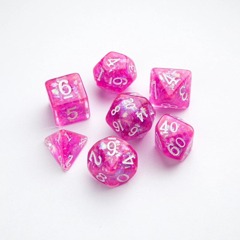 Polyhedral Dice Set: Candy-Like Series: Raspberry: RPG Dice Set (7pcs)