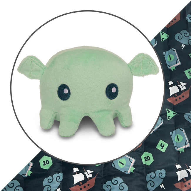 Tote Bag with Plushie: (Dark Green Tabletop Gaming + Mint Cthulhu)