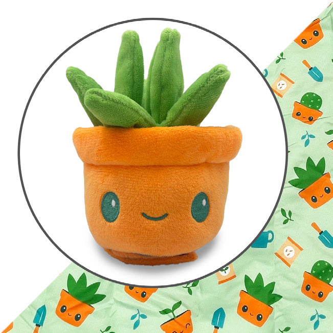 Tote Bag with Plushie: (Green Gardening + Green Succulent)