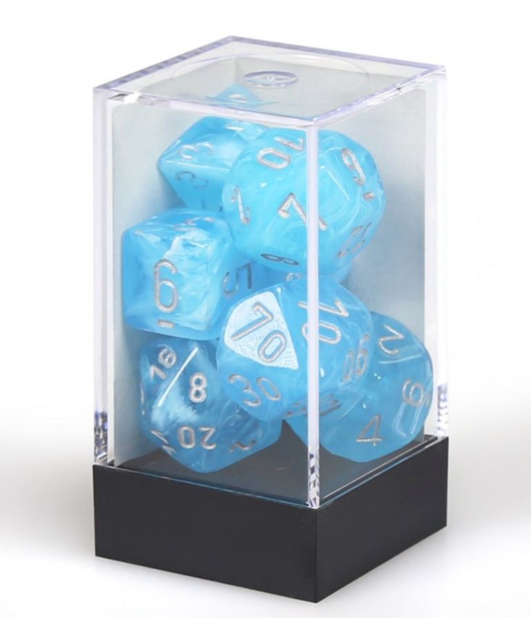 Luminary Sky/silver Polyhedral 7-Dice Set