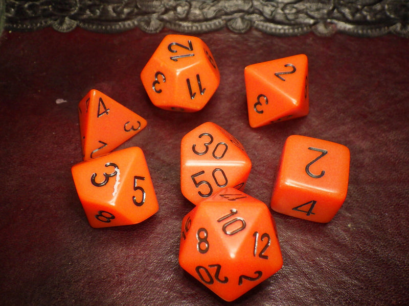 Opaque Orange/black Polyhedral 7-Dice Set