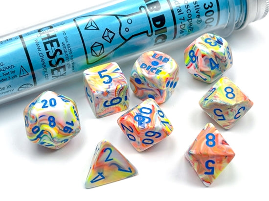 Lab Dice: Festive Kaleidoscope / Blue Polyhedral 8-Dice Set