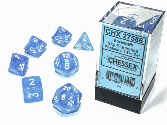 Borealis Dice - Chessex (Sky Blue/White)