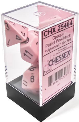 Opaque Pastel Pink/black Polyhedral 7-Dice Set