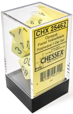 Opaque Pastel Yellow/black Polyhedral 7-Dice Set