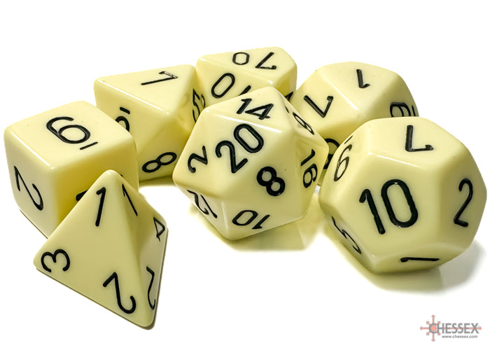 Opaque Pastel Yellow/black Polyhedral 7-Dice Set